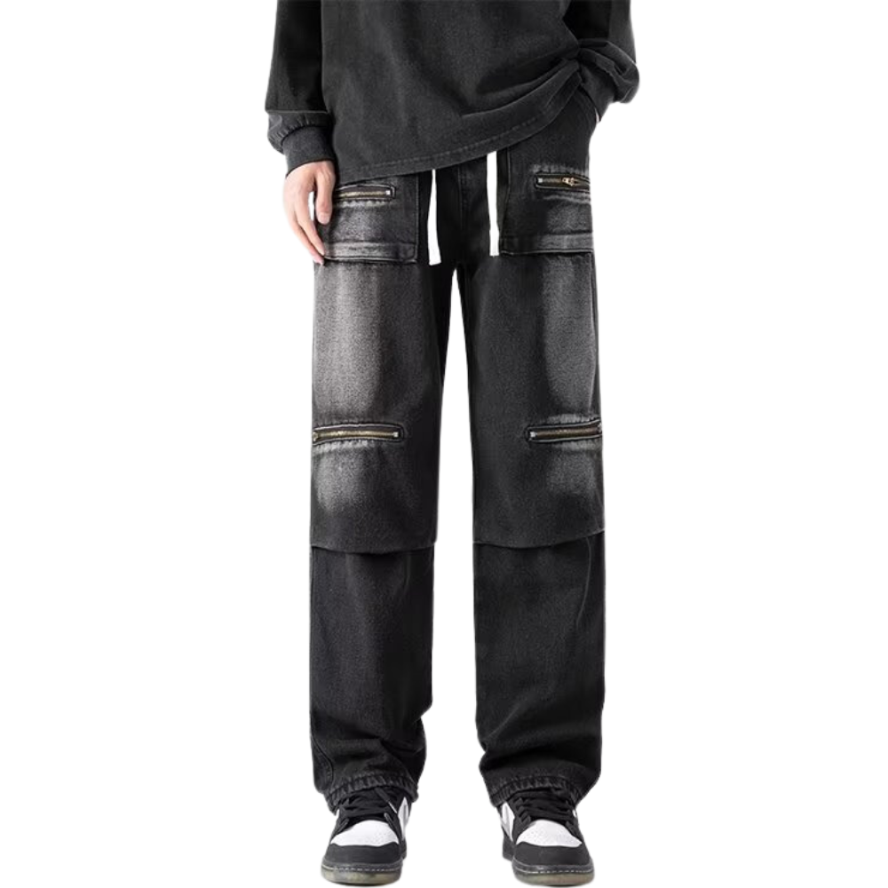 Japanese Multi-Pocket Drawstring Jeans