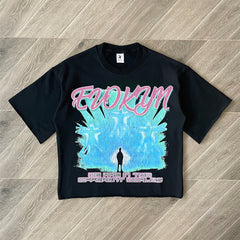 Evokyn Two Different Worlds Retro Vaporwave T-Shirt Details