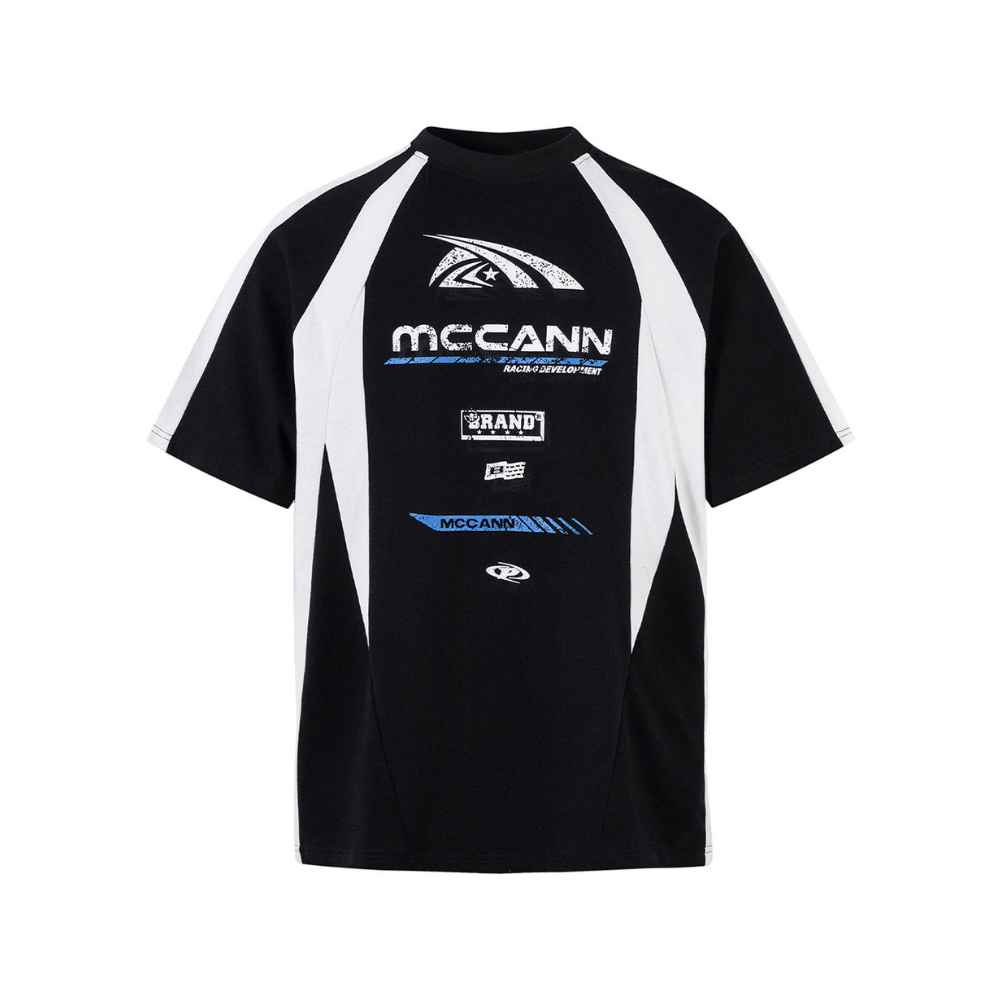 Evokyn Contrast Color Motorcycle Print T-shirt