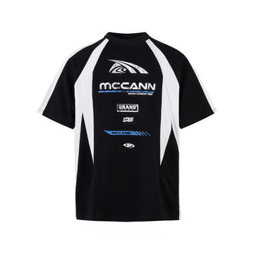 Evokyn Contrast Color Motorcycle Print T-shirt