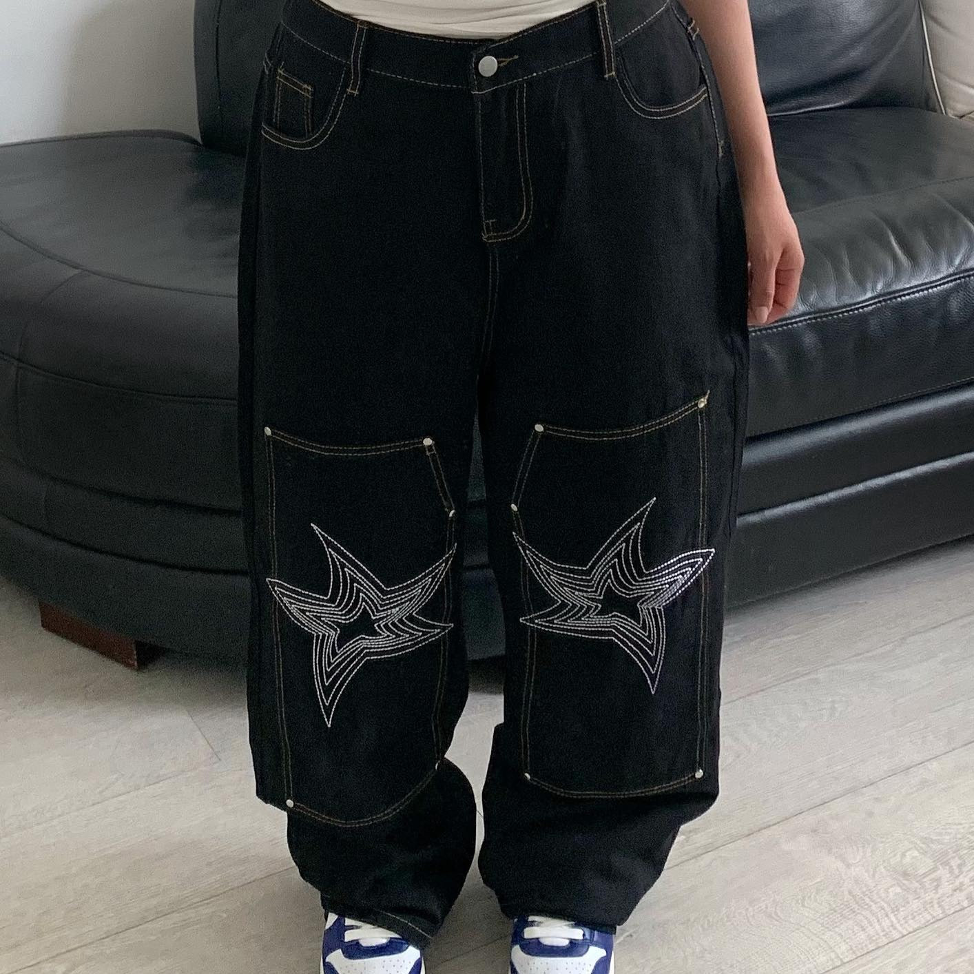 Urban Star Embroidery Straight Leg Jeans