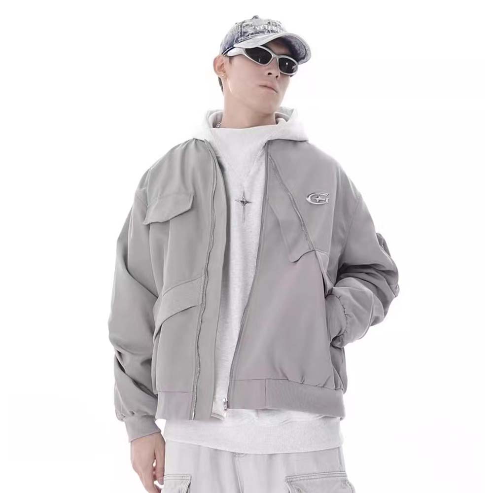 Vintage Irregular Pocket Design Jacket