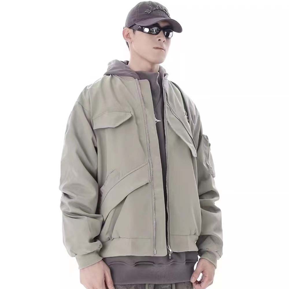 Vintage Irregular Pocket Design Jacket