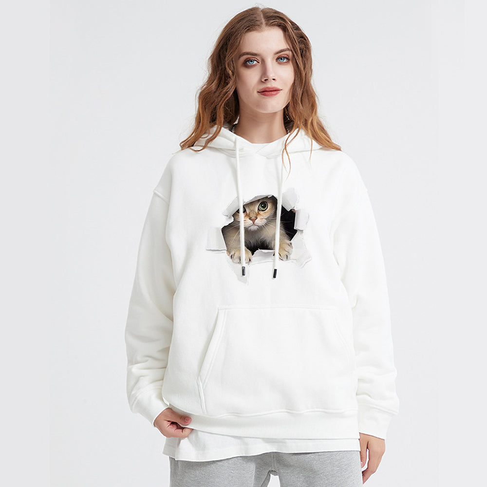 Broken Wall Cat Print Hoodie