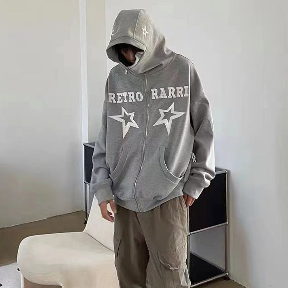 Loose Solid Color Stars Hoodie