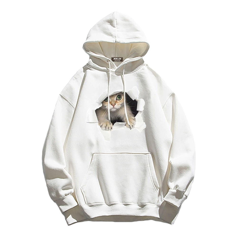 Broken Wall Cat Print Hoodie