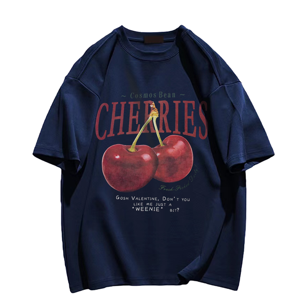 American Cherry Print Cotton T-shirt
