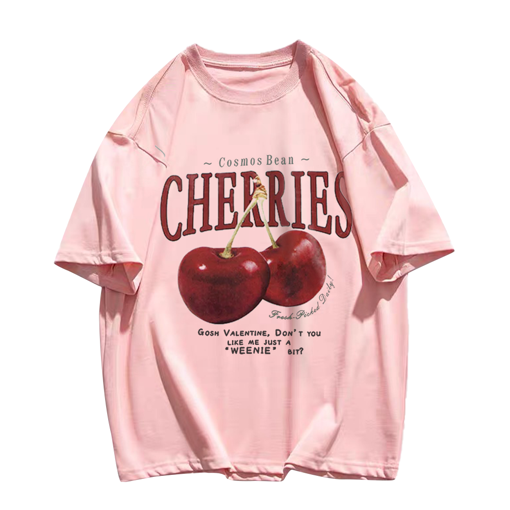 American Cherry Print Cotton T-shirt