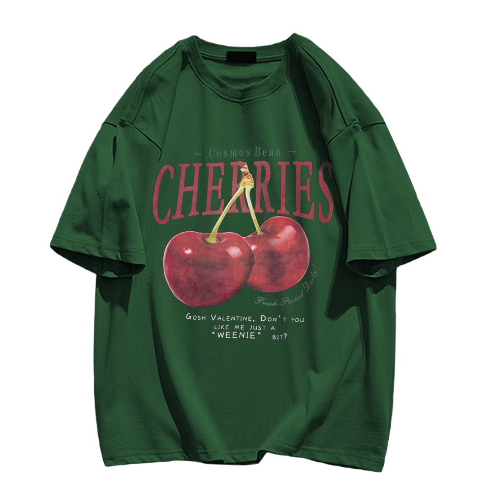 American Cherry Print Cotton T-shirt