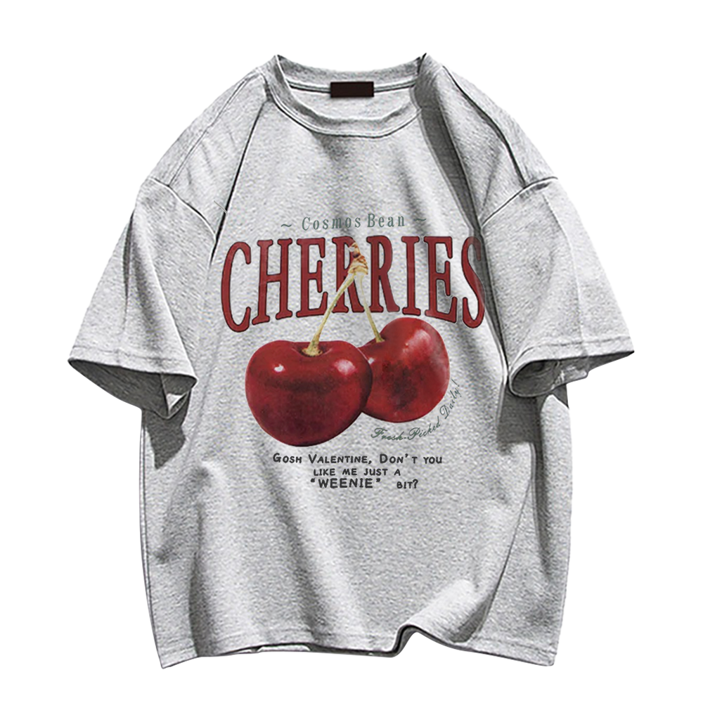 American Cherry Print Cotton T-shirt