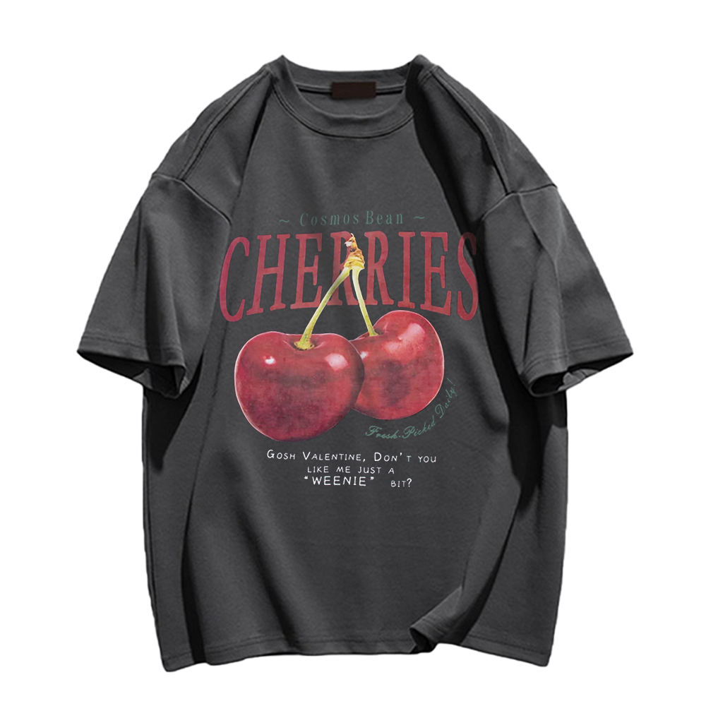 American Cherry Print Cotton T-shirt