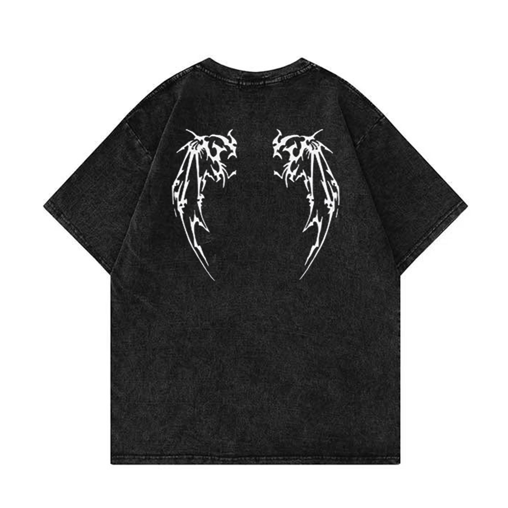 High Street Wings Print Washed T-Shirt