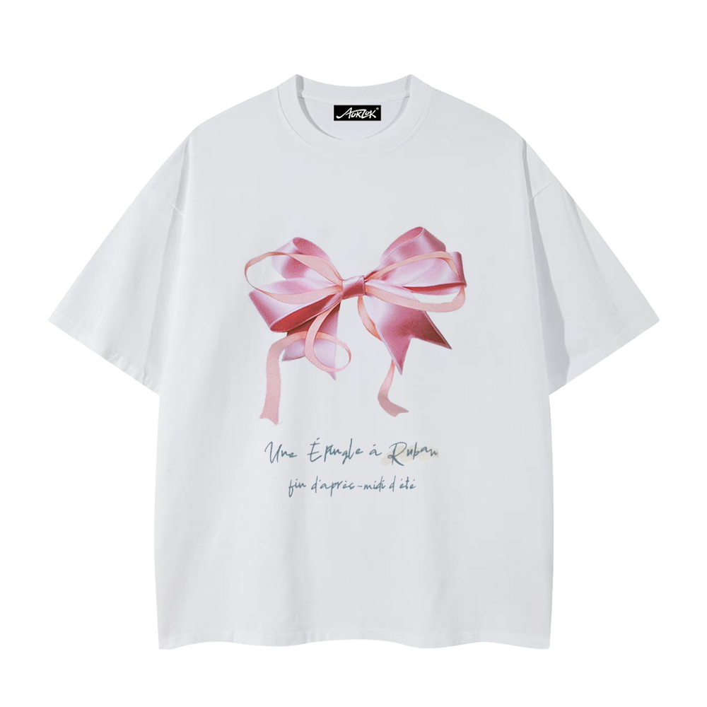 Women's Pink Bow Print T-Shirt