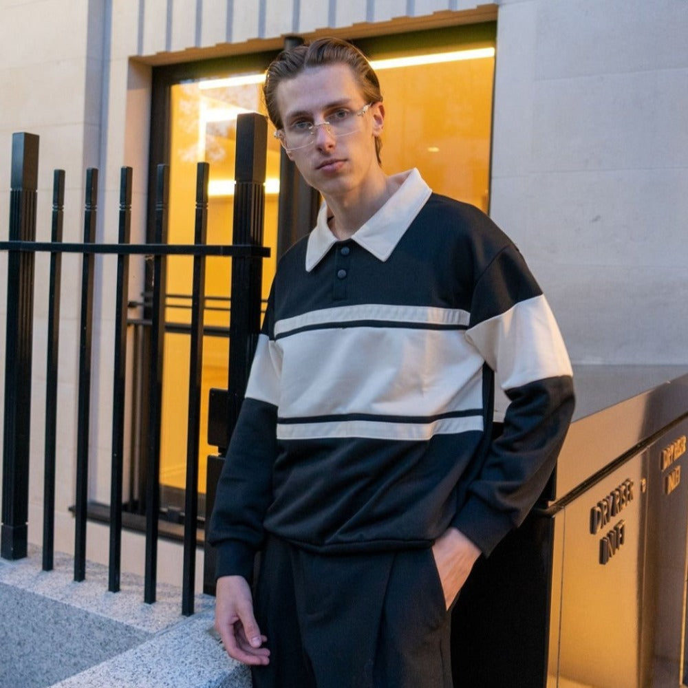 Japanese Striped Contrasting Sweatshirt