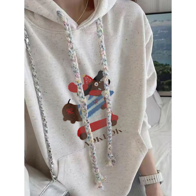 AG Gypsophila Cartoon Embroidery Skateboard Dog Hoodie