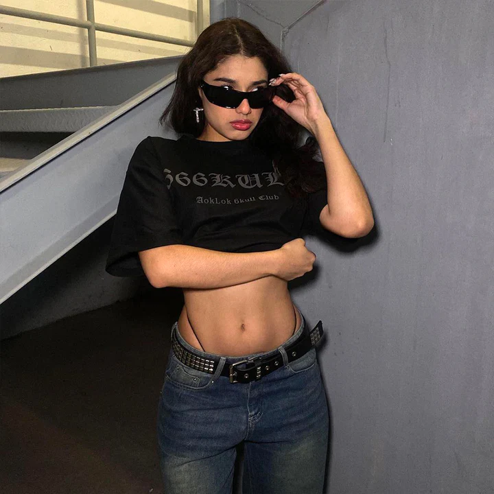 6Kull Suede Bone Wing Design T-shirt