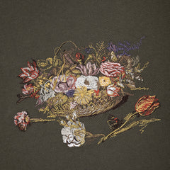 Evokyn Embroidered Vintage Floral Still Life T-Shirt Details