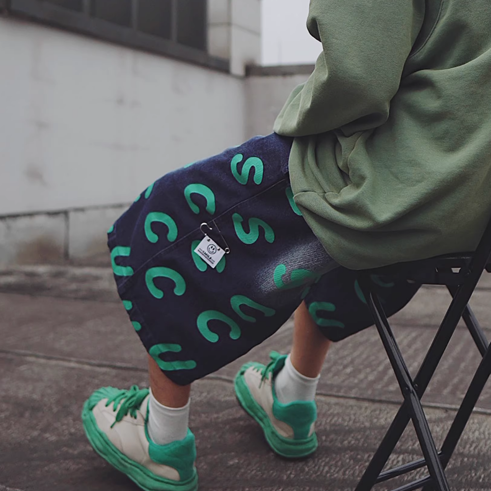 Hip-hop Print Denim Shorts