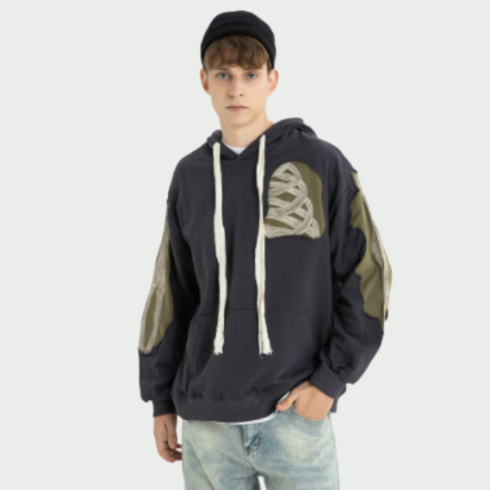 Urban Ripped Patchwork Hoodie