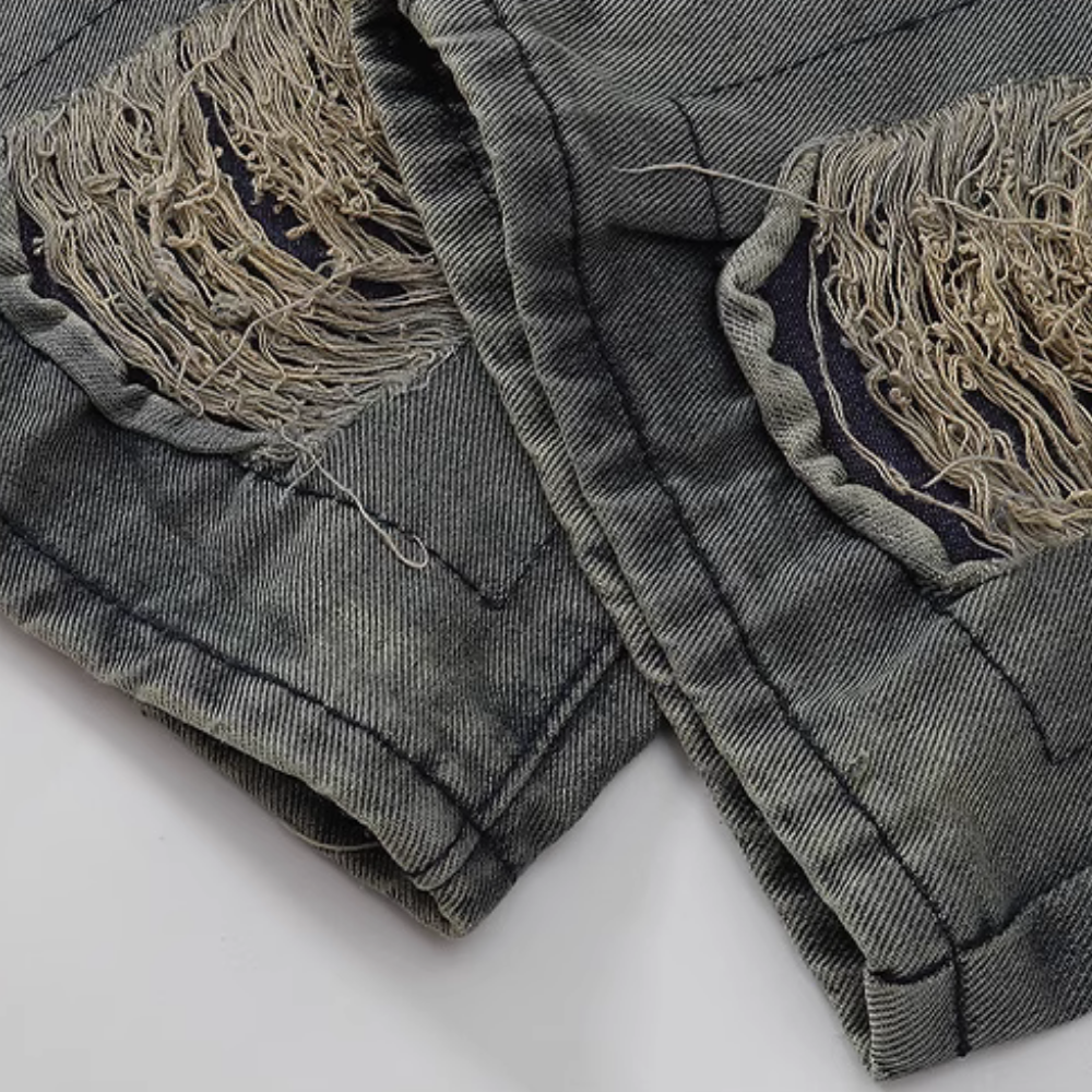 PM | Distressed Denim Contrast Jeans