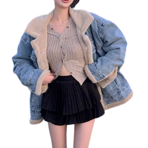 Women''s American Two-Wear Plush Denim Coat