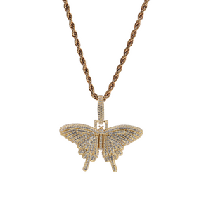 American Diamond Solid Butterfly Necklace