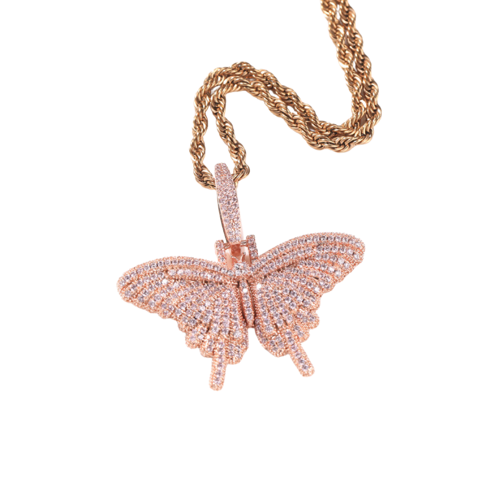 American Diamond Solid Butterfly Necklace