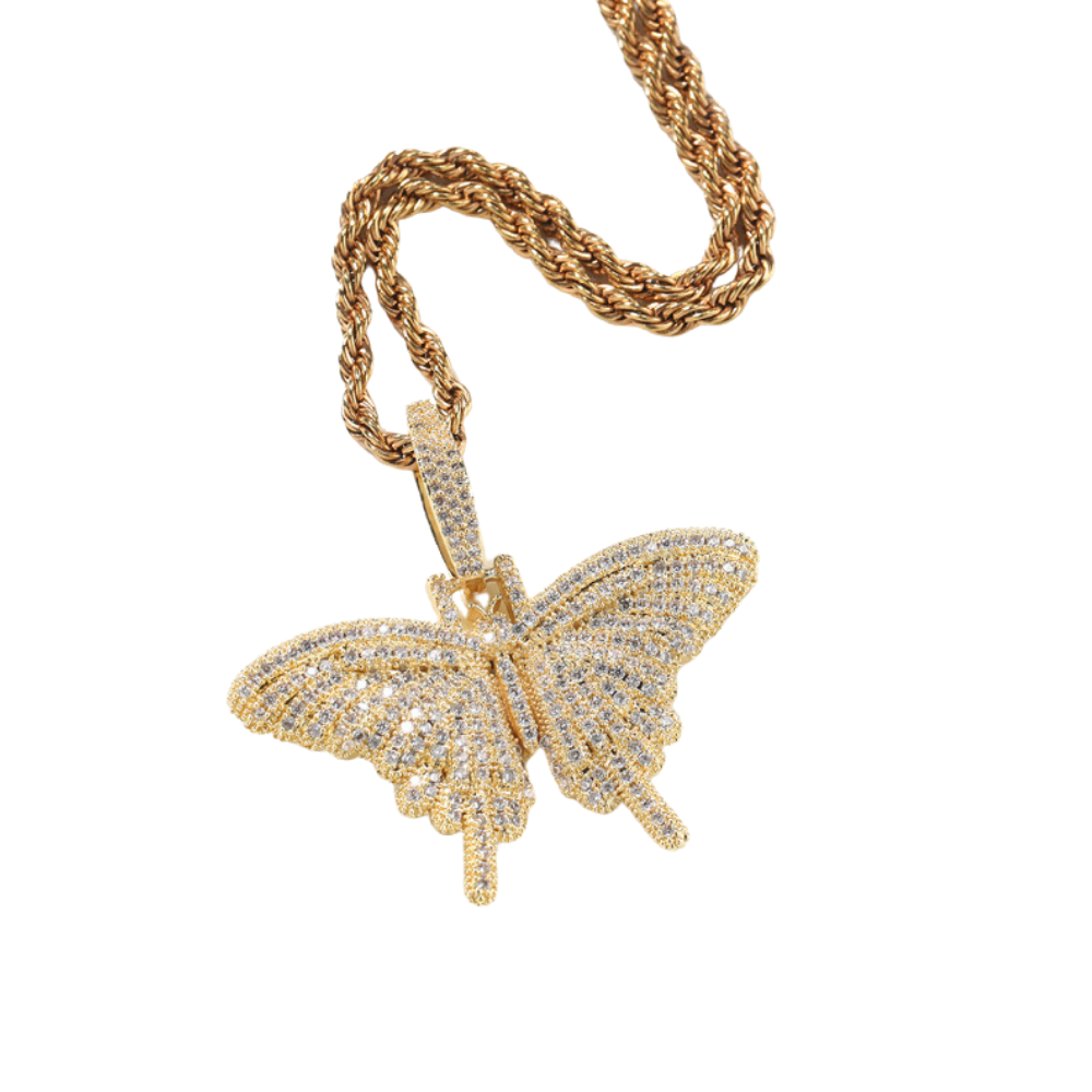 American Diamond Solid Butterfly Necklace
