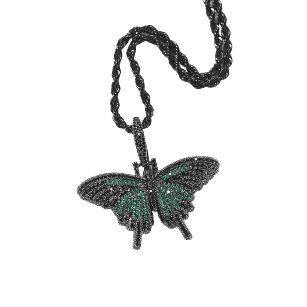 American Diamond Solid Butterfly Necklace