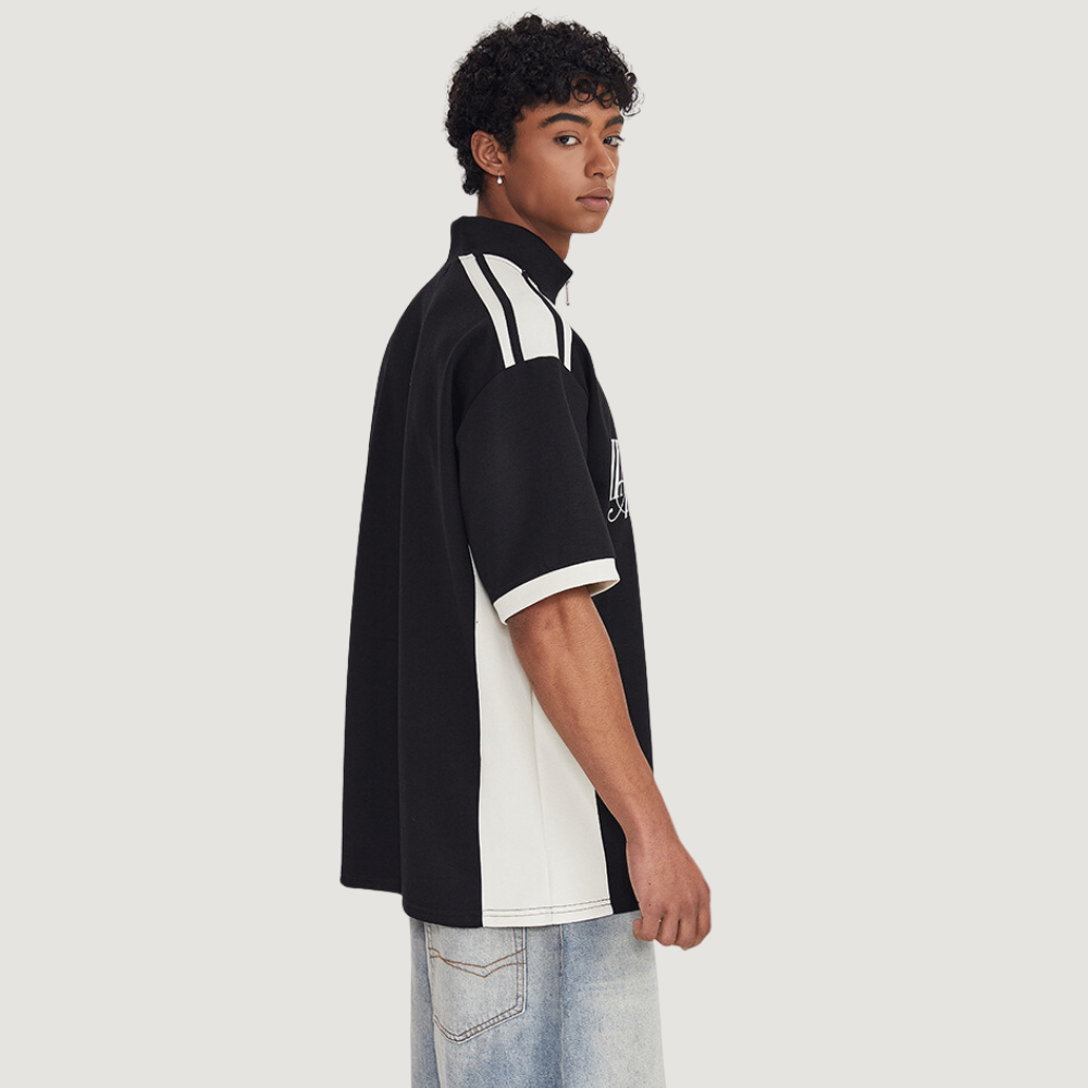 American Retro Contrast Color Polo T-Shirt