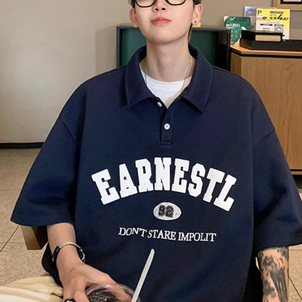 All-Match Letter Polo Shirt