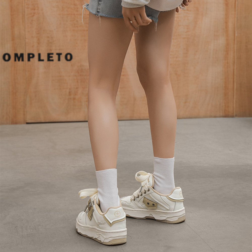 Simple Solid Color Stitching Sneakers