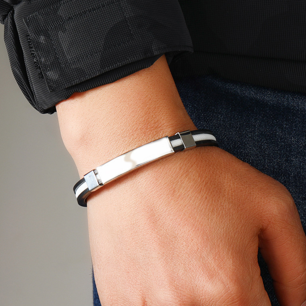 Classic Stainless Steel Silicone Bracelet