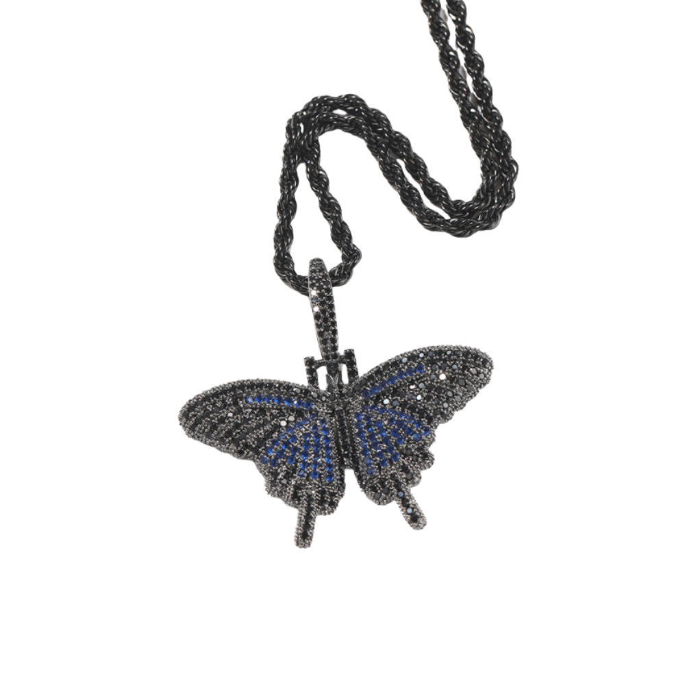 American Diamond Solid Butterfly Necklace