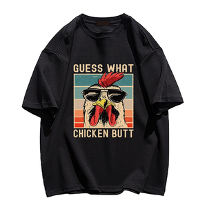 Indifferent Rooster Print T-shirt