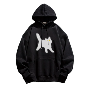 Minimal Angry Kitten Cotton Hoodie