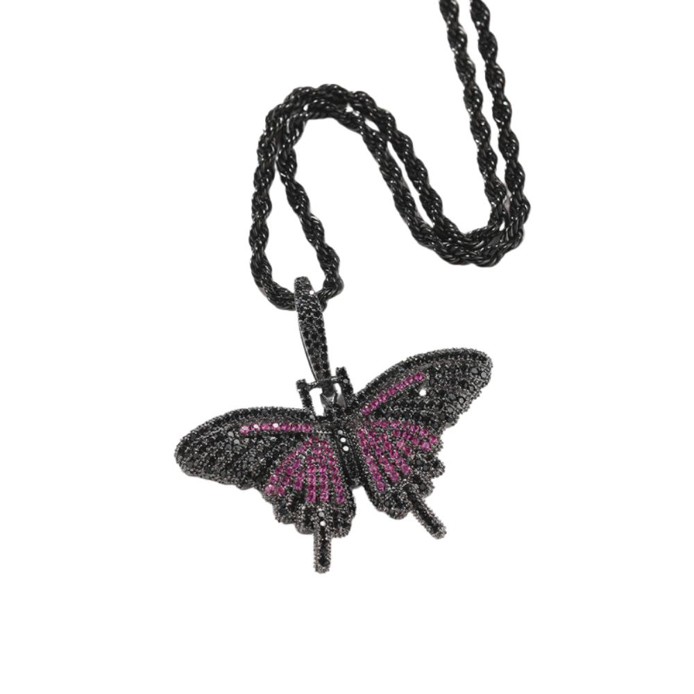 American Diamond Solid Butterfly Necklace