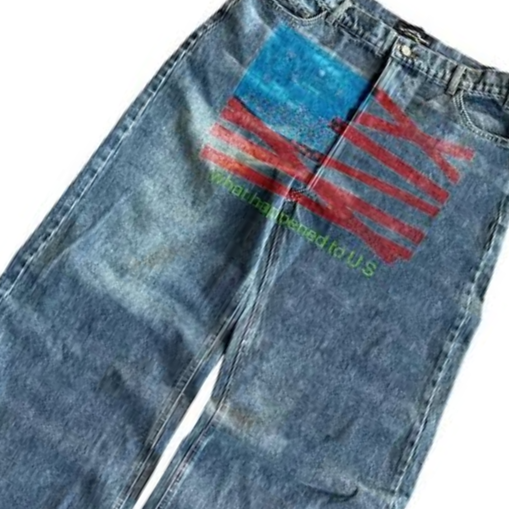 ART IN WAR What Happened to Us" Wide-Leg Jeans