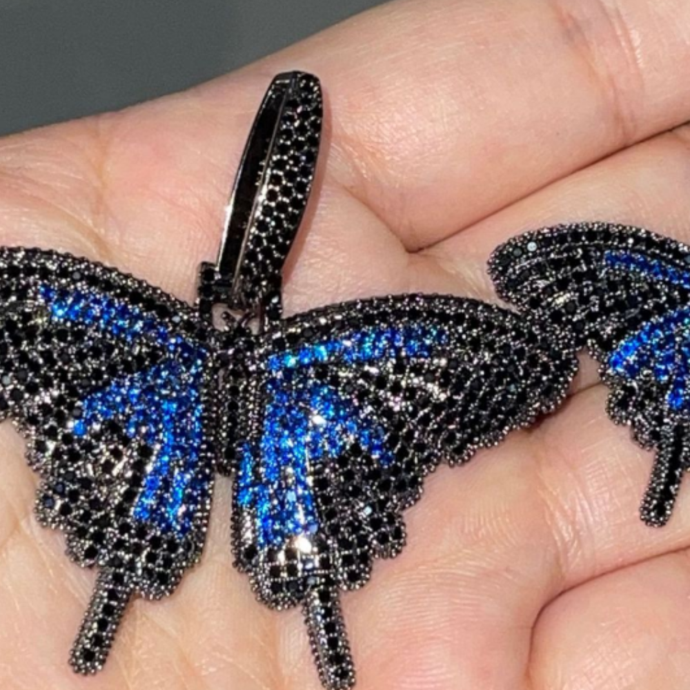 American Diamond Solid Butterfly Necklace