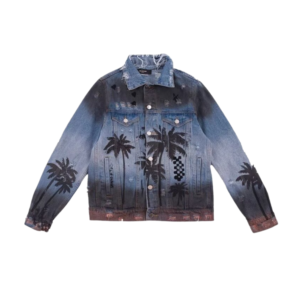 American Coconut Tree Distressed Jacket