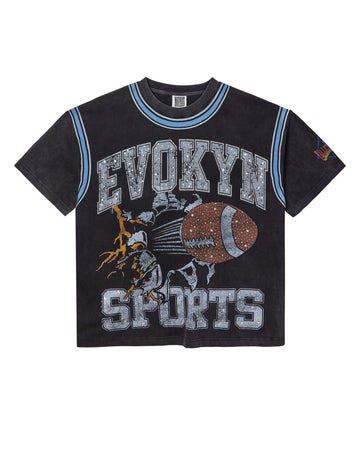 Evokyn Black Vintage Sports Graphic T-Shirt
