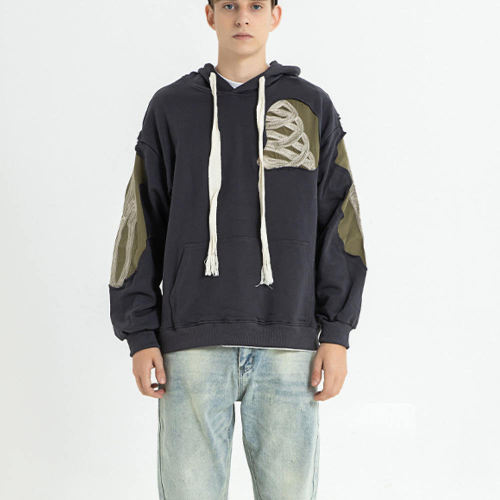 Urban Ripped Patchwork Hoodie