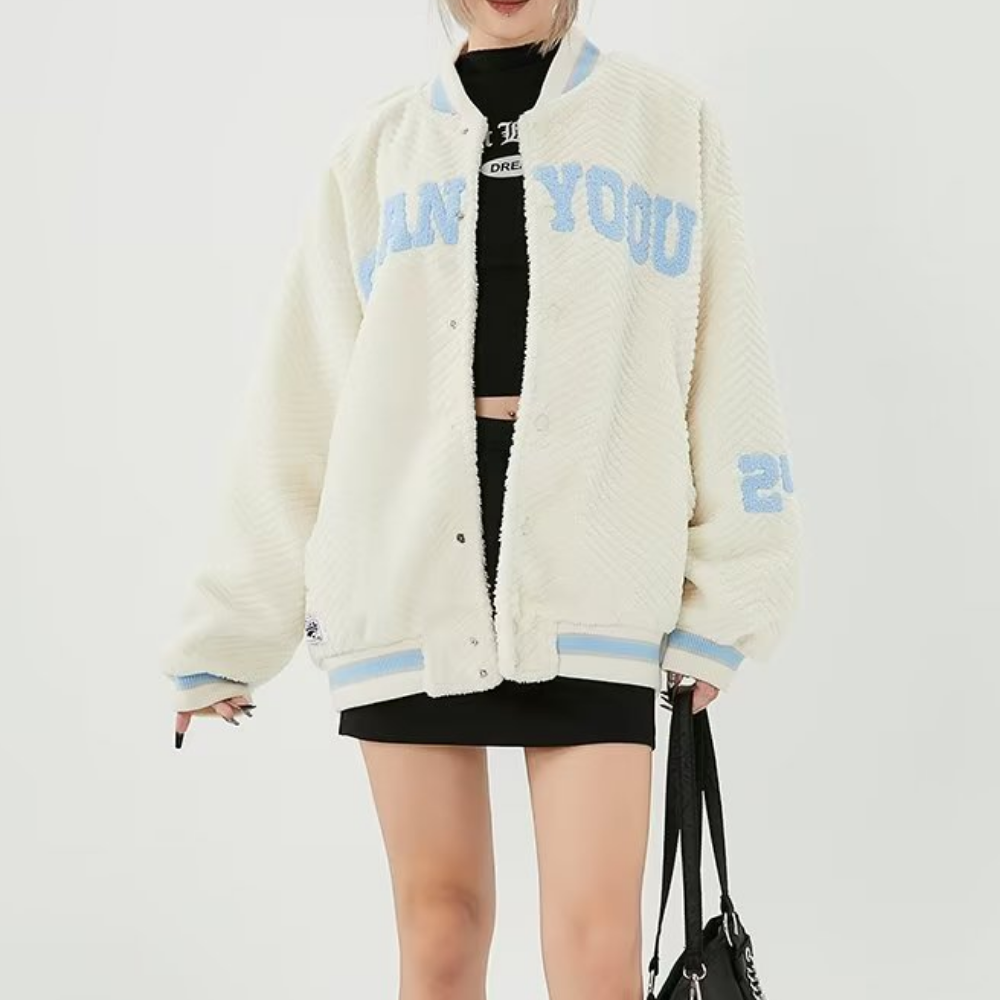 Loose Towel Embroidered Letter Coat