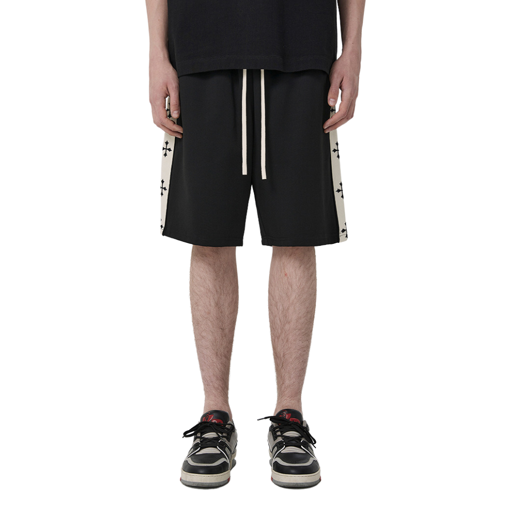 Cross Print Cotton Sports Shorts