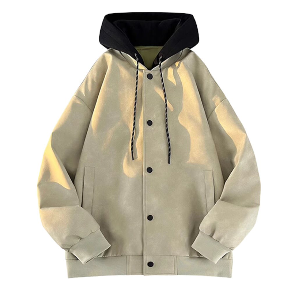 Heavy Button Suede Hooded Jacket