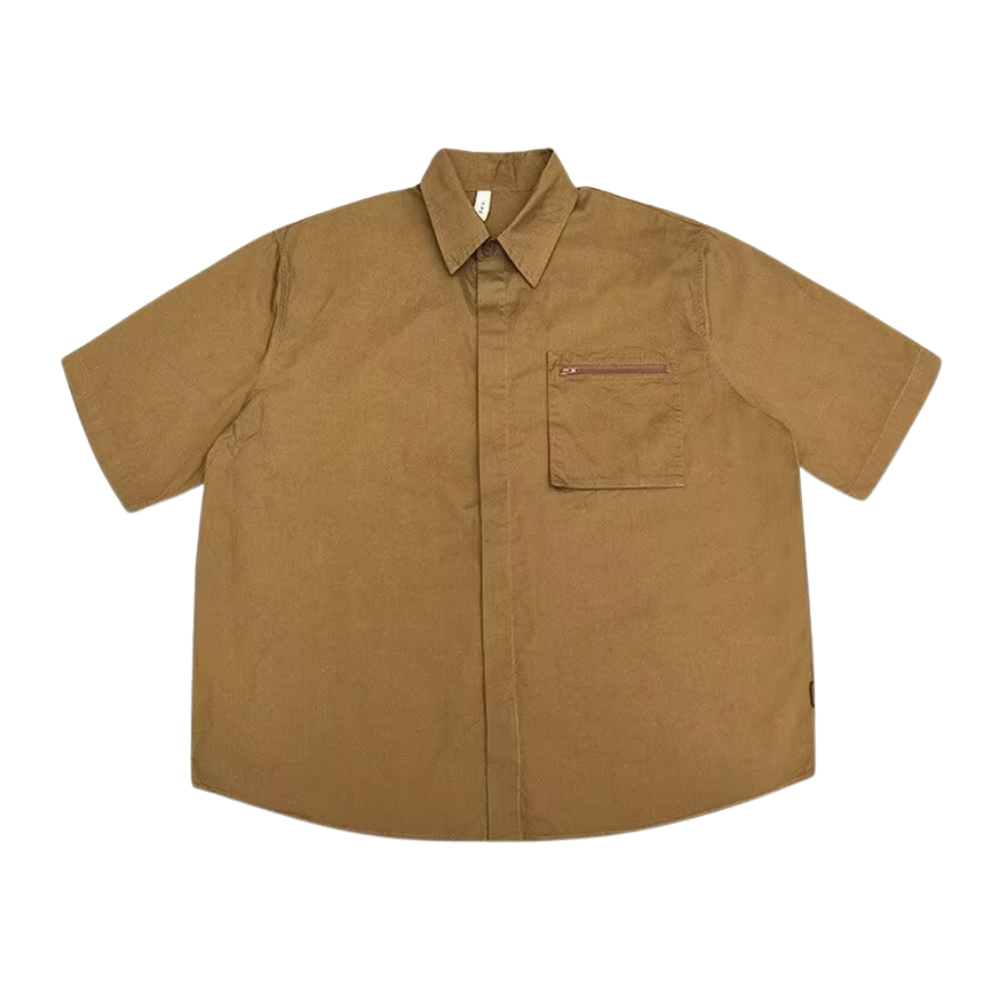 Japanese Solid Color Pocket Shirt