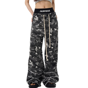 Distressed Camouflage Overalls Sweatpants