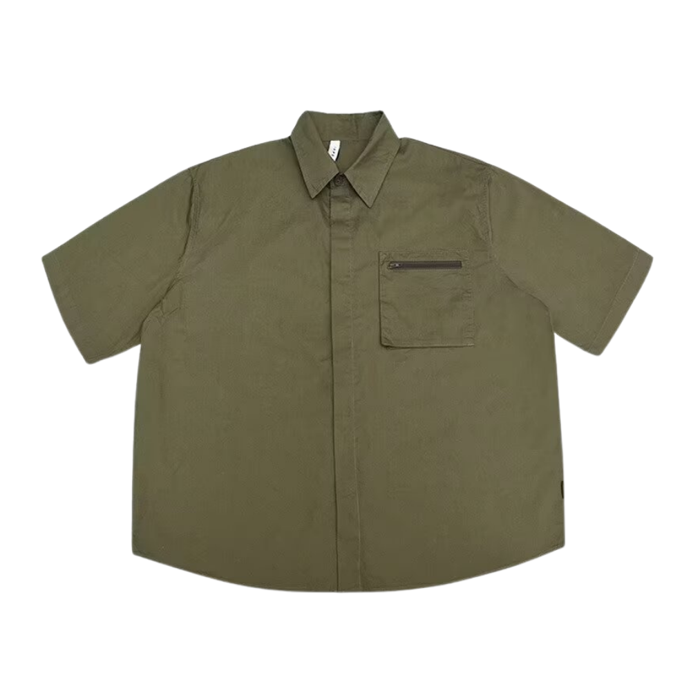 Japanese Solid Color Pocket Shirt