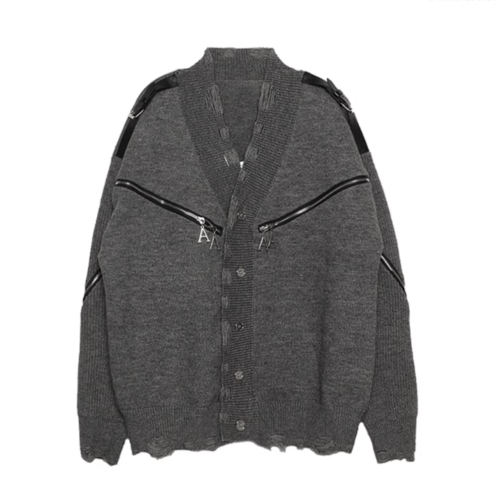 Women's Solid Color Deconstructed Knit Cardigan