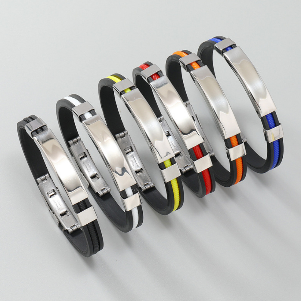 Classic Stainless Steel Silicone Bracelet